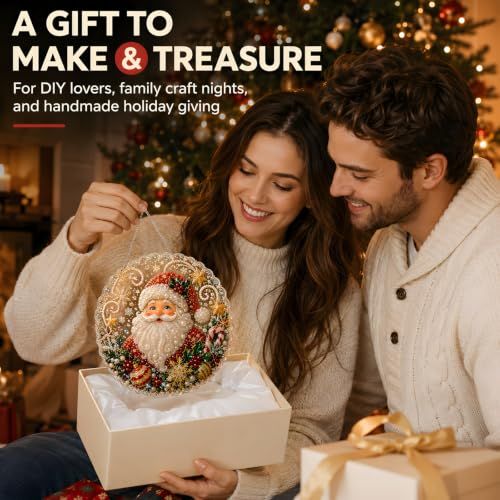Festive DIY Crystal Art Christmas Hanging, Perfect for Windows, Mantels, Trees & Entryways (red)