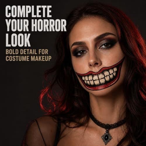 Temporary Tattoos Horror Mouth 10 Piece Red