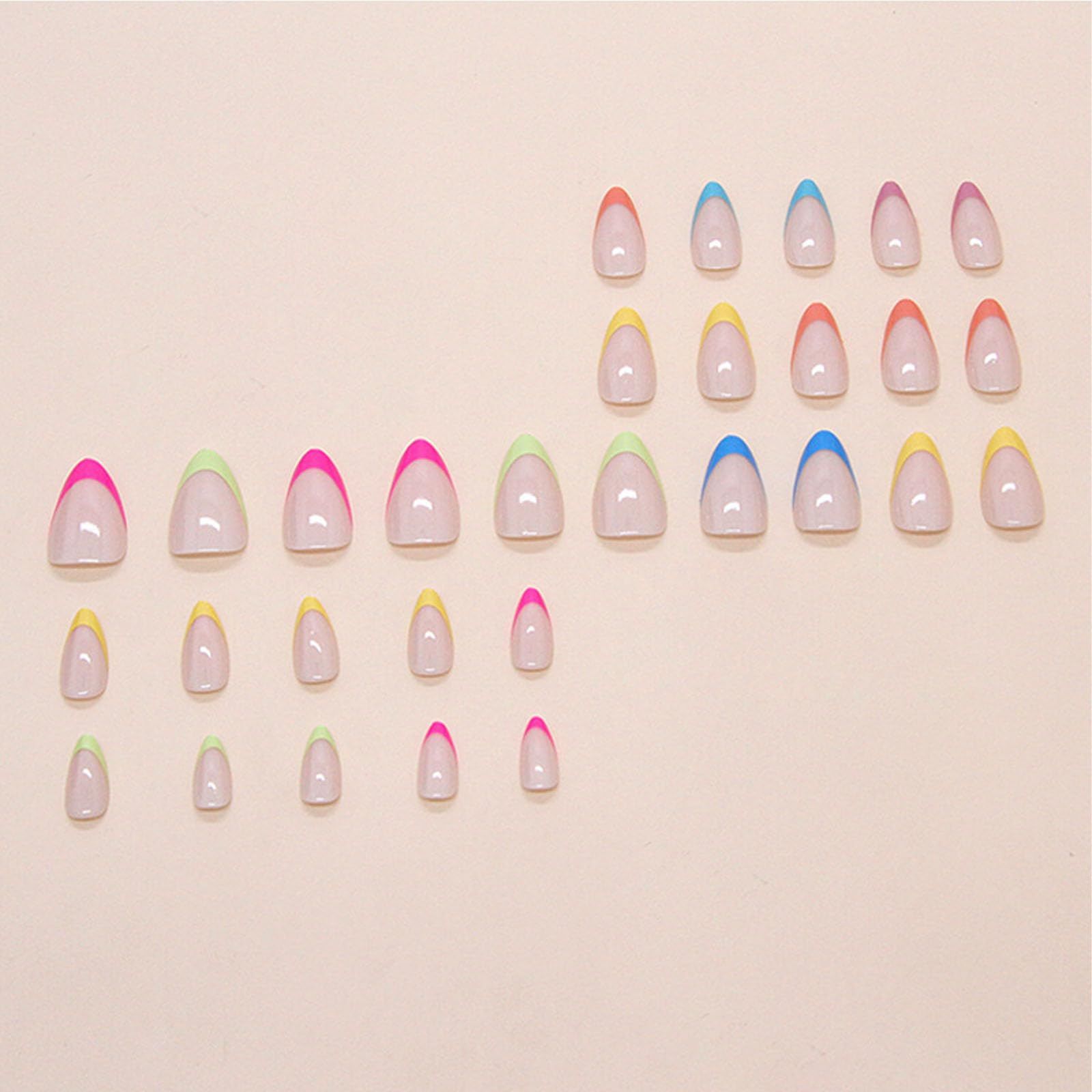 24pcsColorful French Tip Fake Nails, Easy Apply For Daily Wear, Parties And Nail Art Enthusiasts (Vibrant Multicolor)