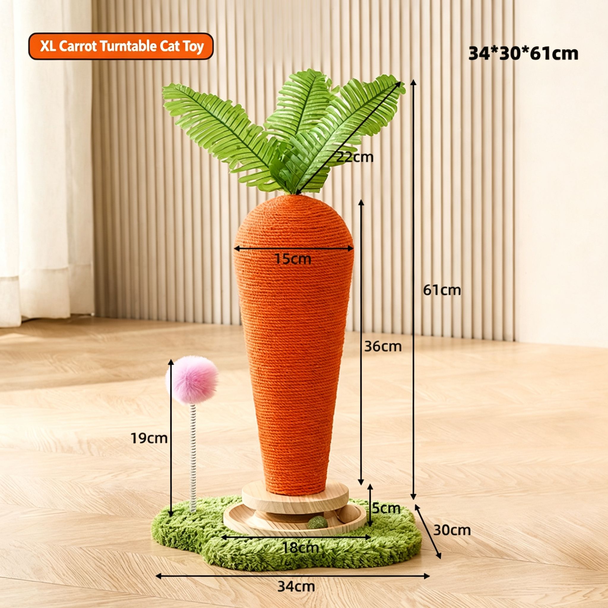 Radish Shaped Cat Tree with Interactive Turntable