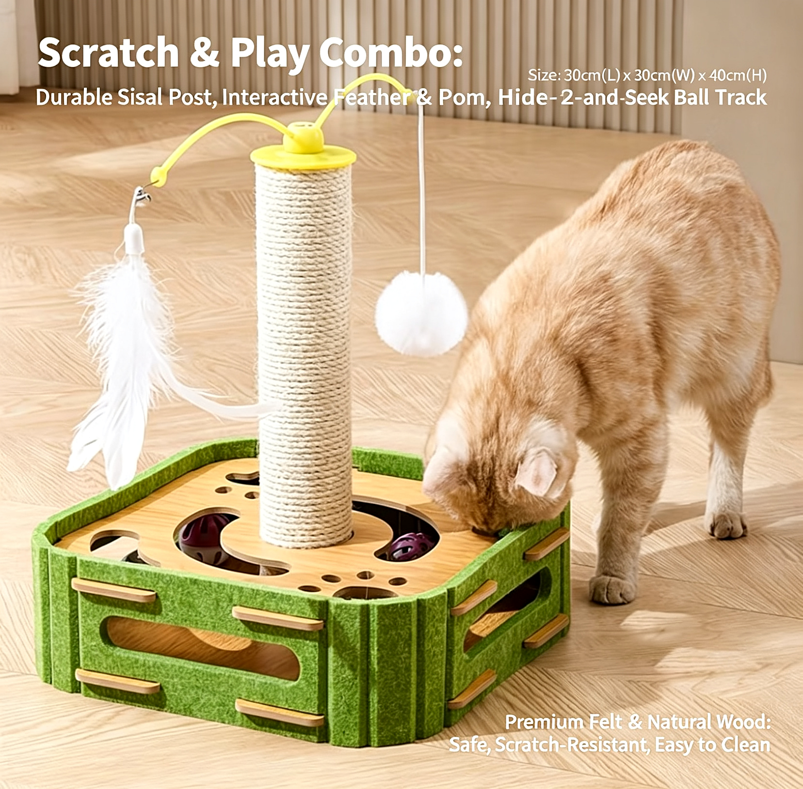Round Cat Interactive Puzzle Toy with Balls Style D