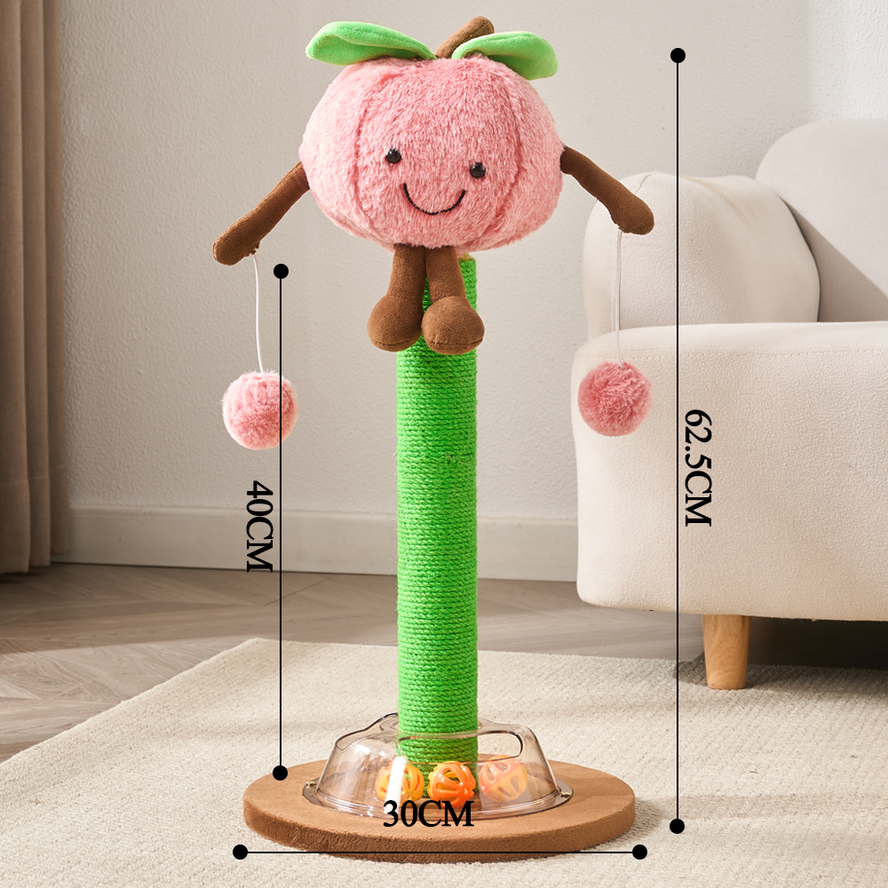 Cherry Shaped Cat Scratching Post with Turntable Toy