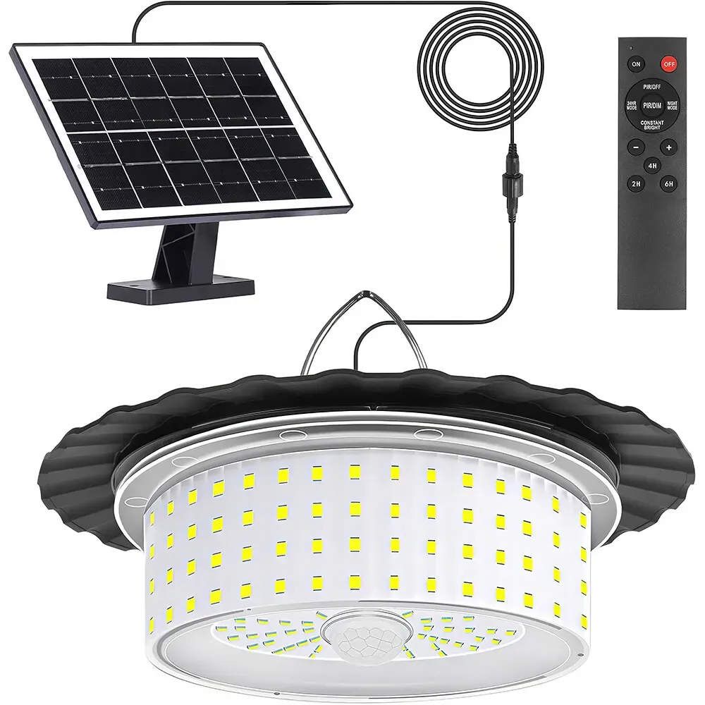 3000LM Black Solar Shed Light with 244 LEDs, Remote Control, 5 Modes, IP65 Waterproof