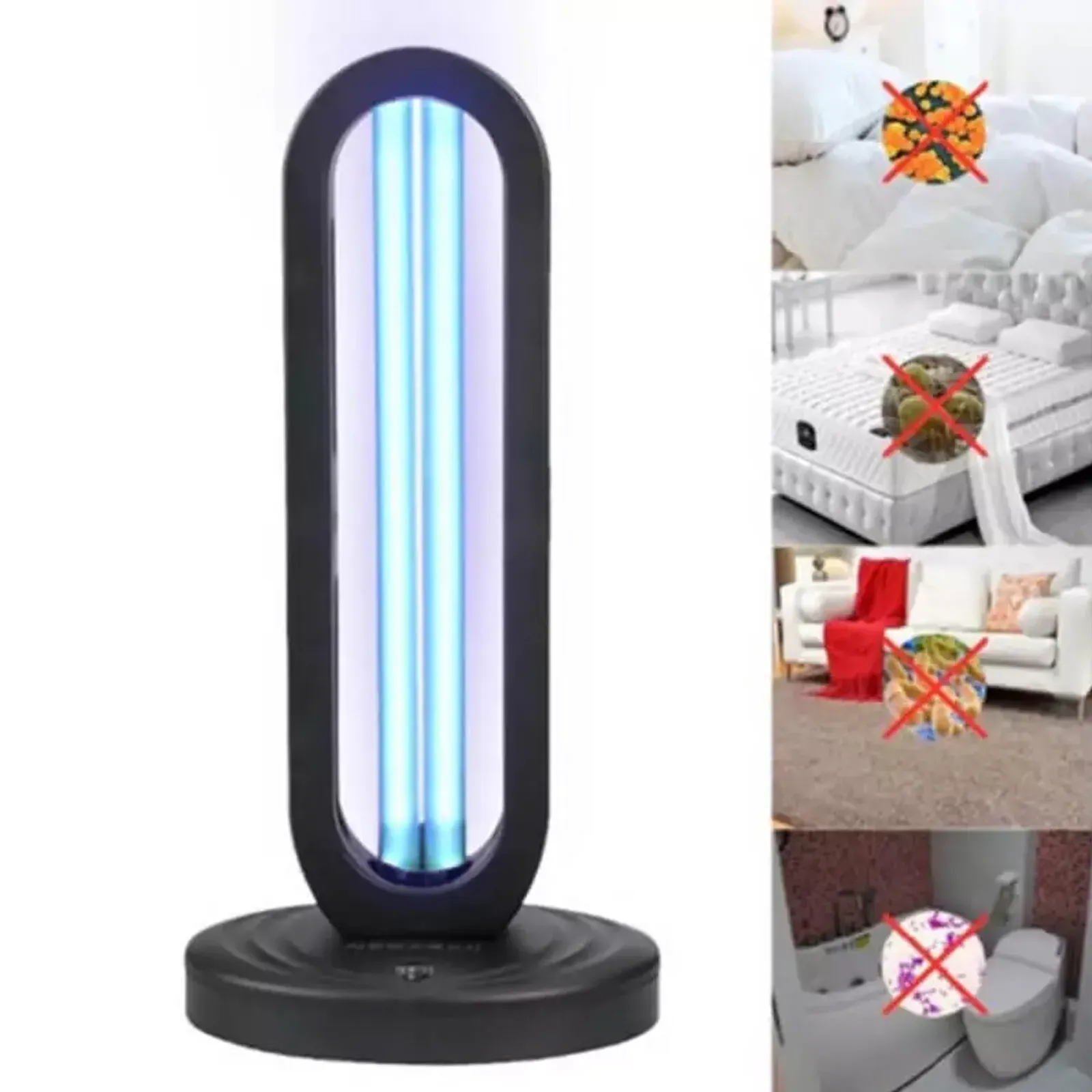 38W Black UVC UV Light Ozone Germicidal Lamp for Home and Office Disinfection