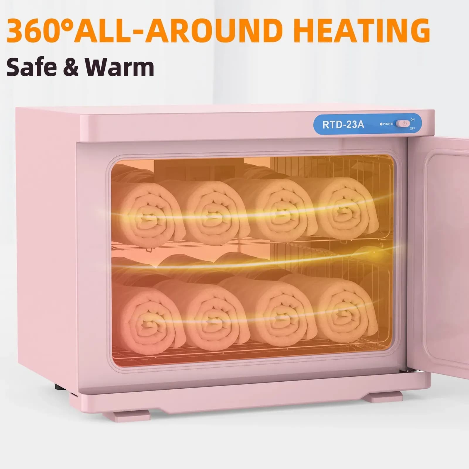 Hot Towel Warmer Cabinet 23L with UV Sterilizer Pink for Salon and Home Use