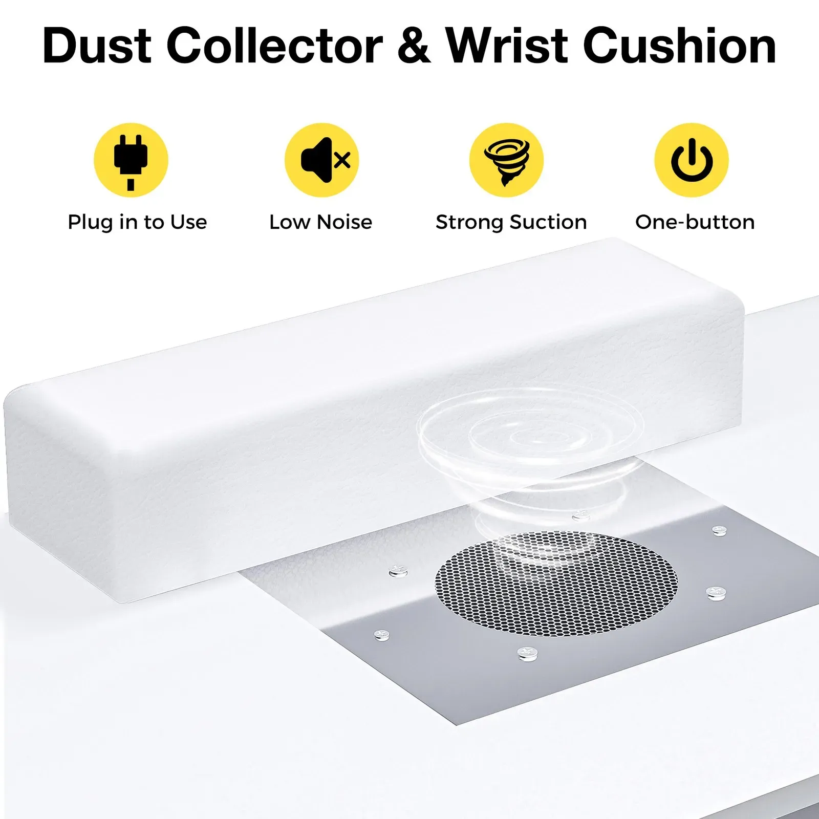 LED Manicure Table with Dust Collector and Charging Station in White