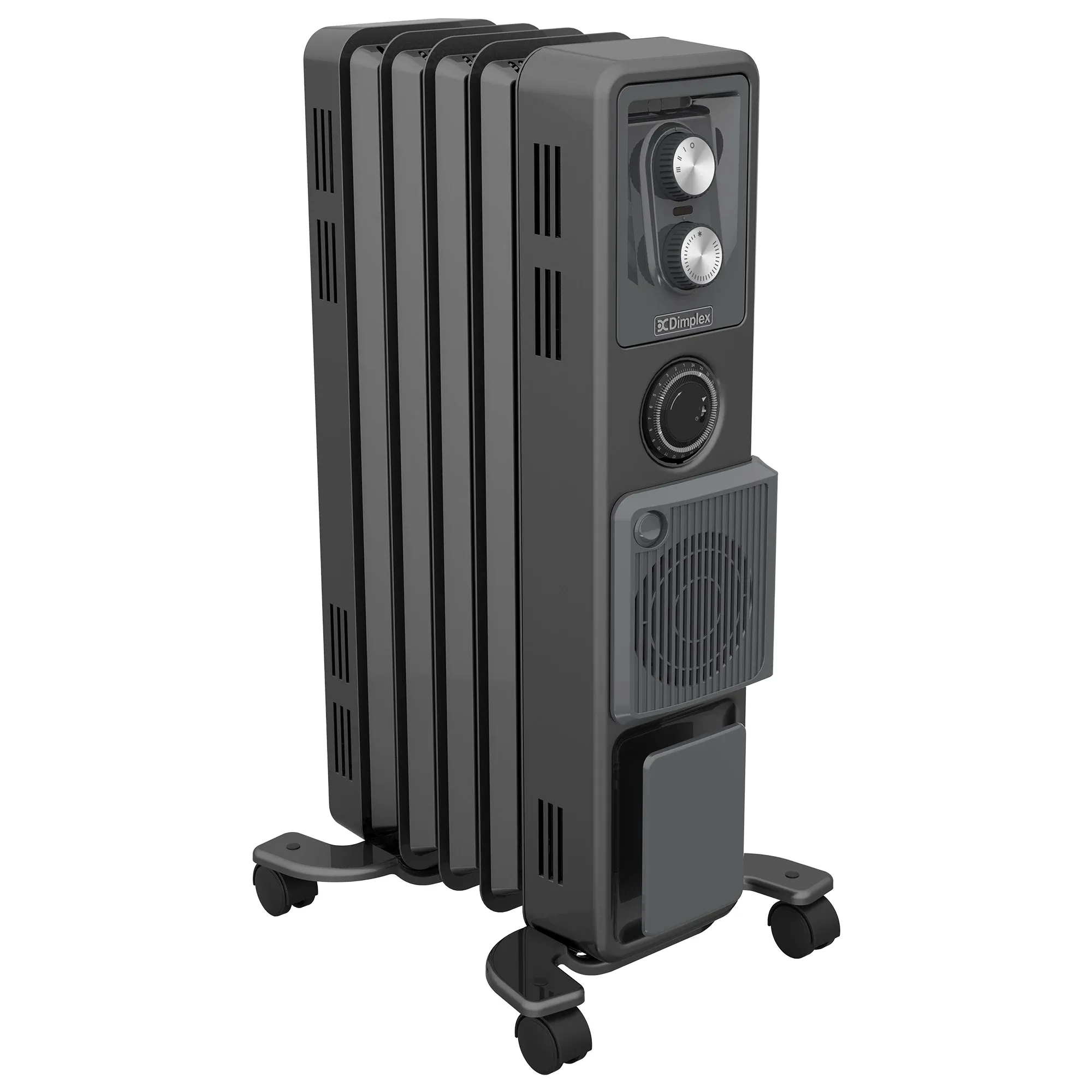 Dimplex 1.5kW Oil Free Column Heater - Portable Electric Radiator w/ Turbo Fan, Thermostat & Timer - Black