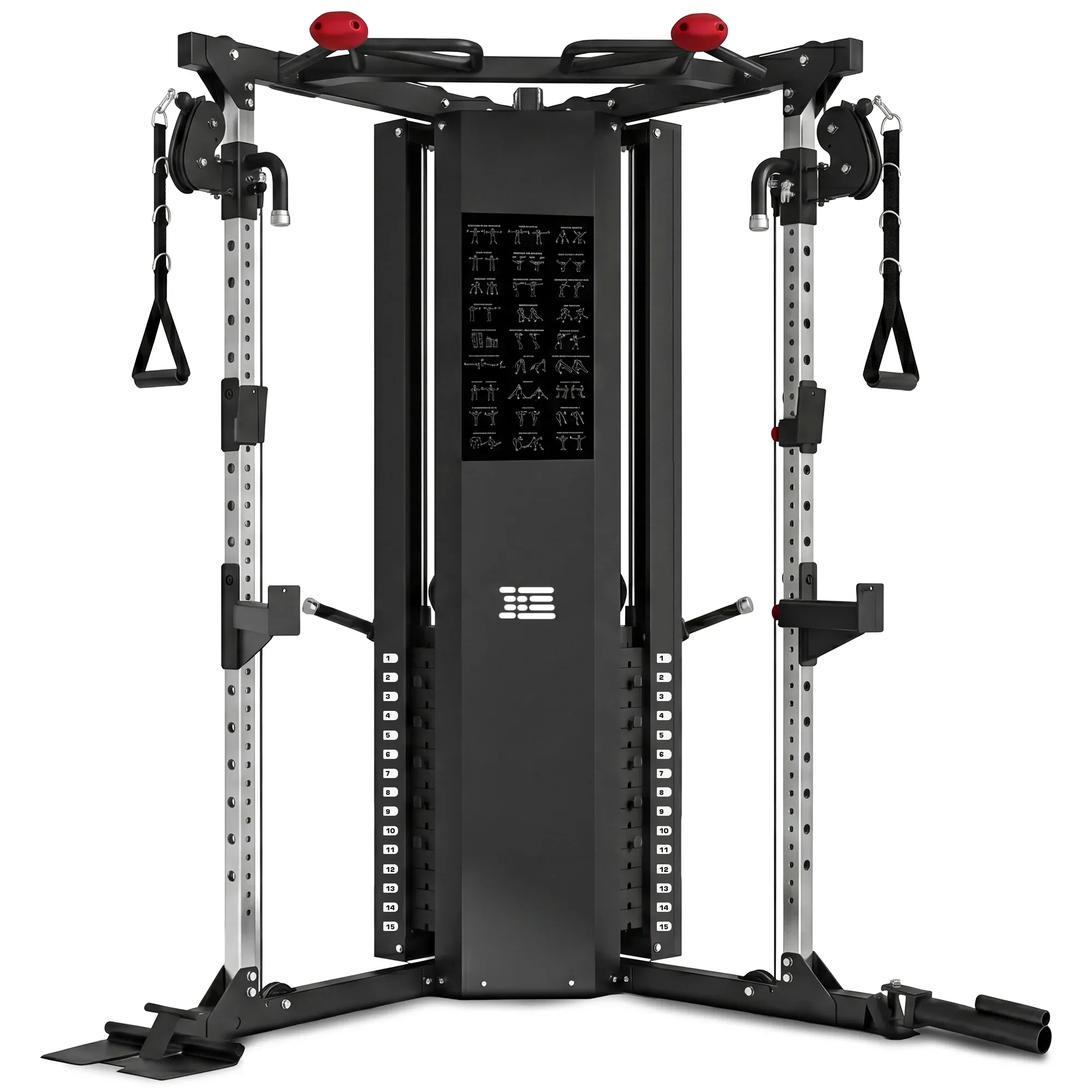 Powertrain Functional Trainer Power Rack Home Gym Cable Crossover Machine with 136kg Dual Weight Stack & Pull Up Bar