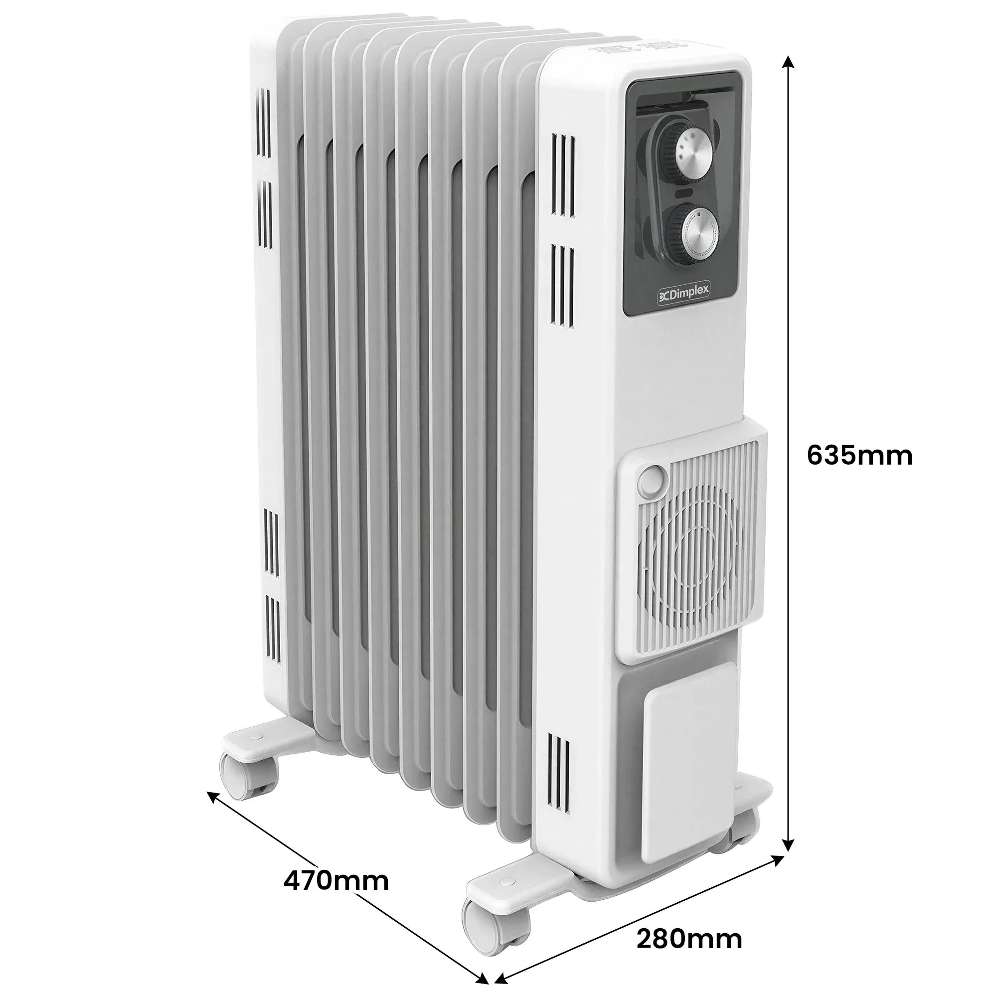 Dimplex 2.4kW Oil Column Heater with Turbo Fan 9 Fin Portable Radiator