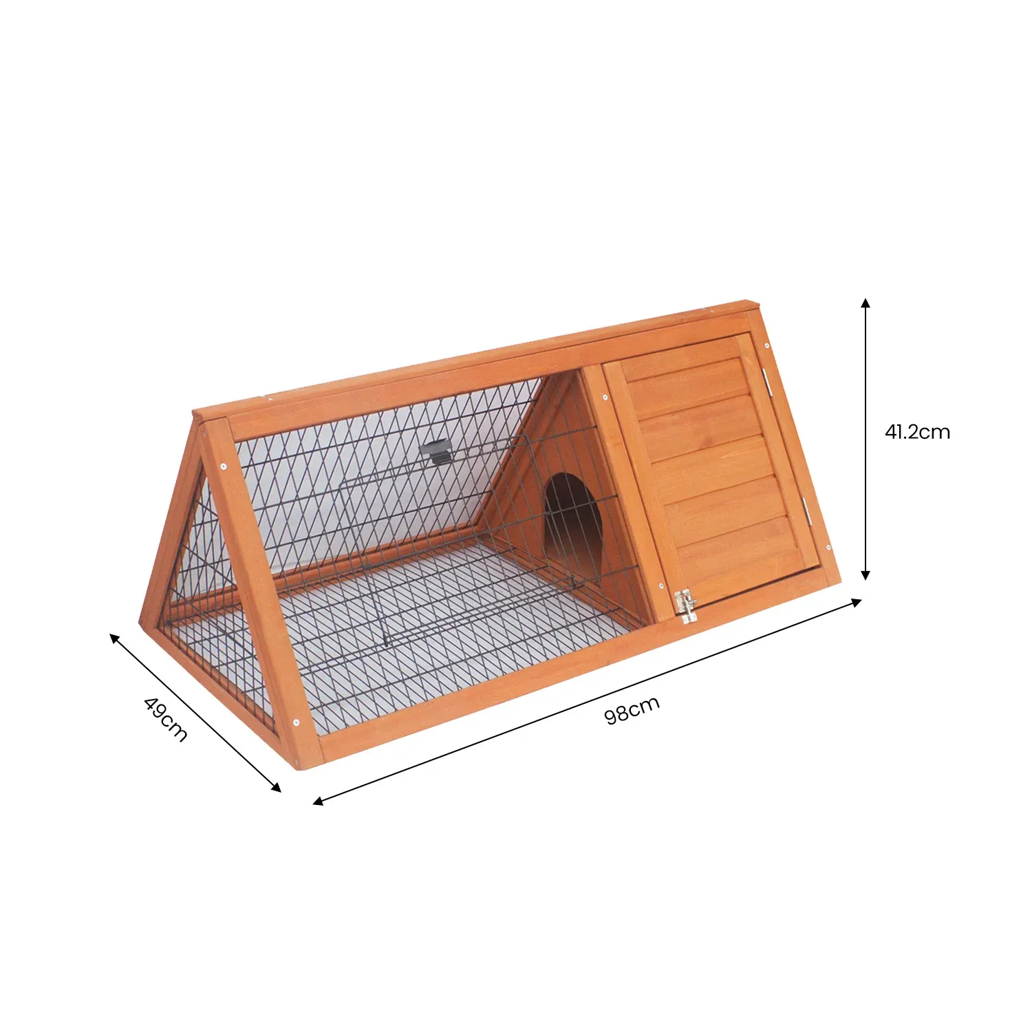 Little Buddies 98cm Wooden Triangle Rabbit Hutch Outdoor Guinea Pig Cage Small Animal Pet Enclosure with Run