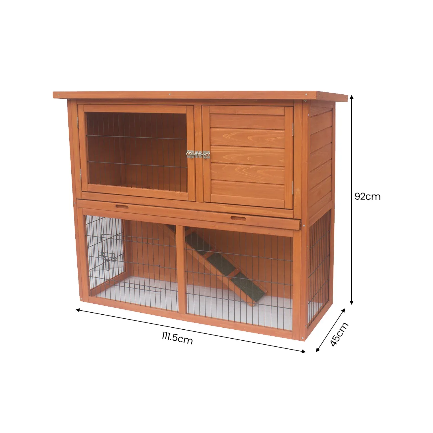 Little Buddies 2-Storey Wooden Rabbit Hutch & Outdoor Run Enclosure for Guinea Pigs Ferrets with Pull-Out Tray
