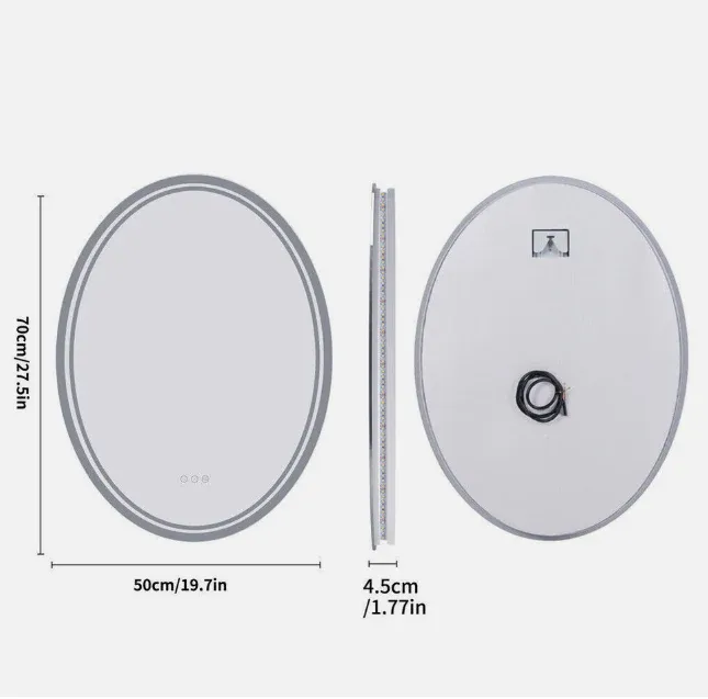 Interior Ave - 50 x 70cm Oval Frameless LED Bathroom Mirror