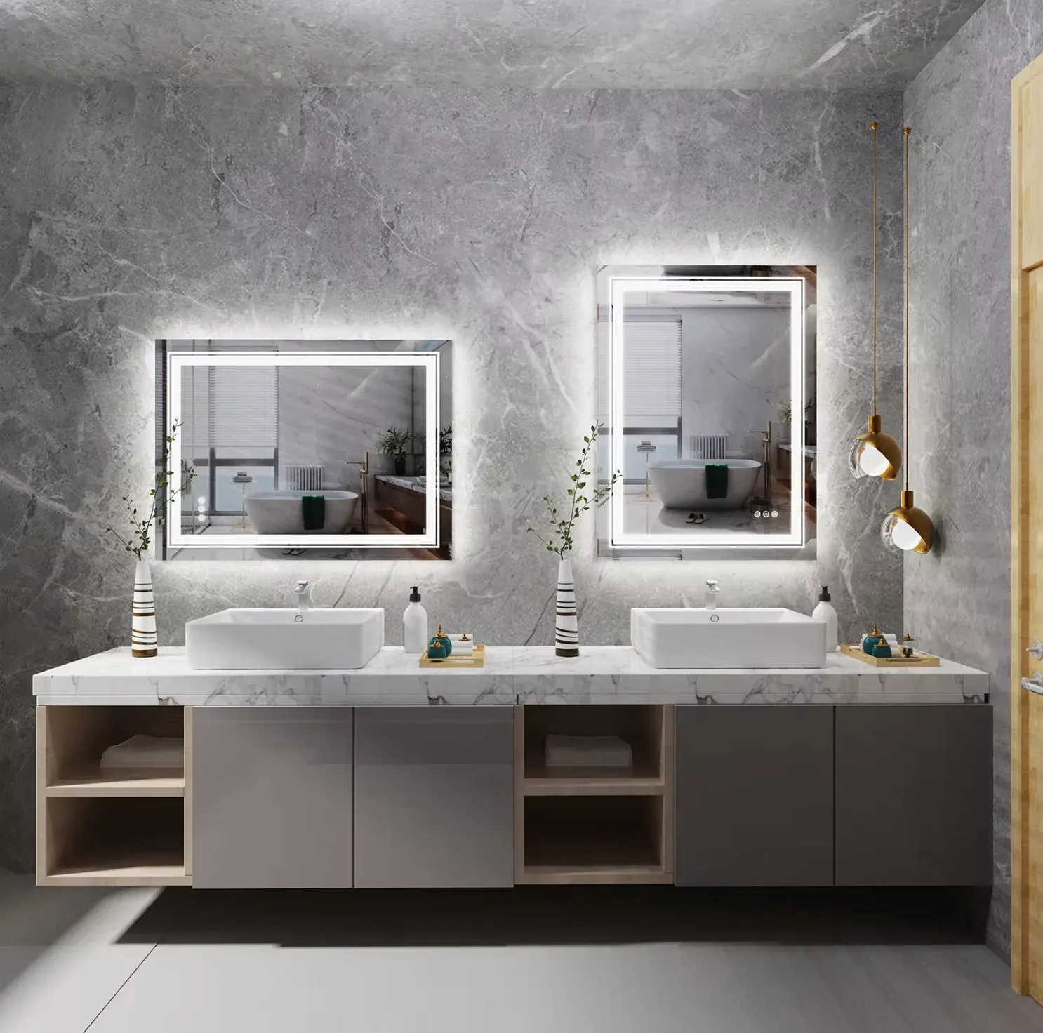 Interior Ave - 70 x 90cm Rectangle Frameless LED Bathroom Mirror
