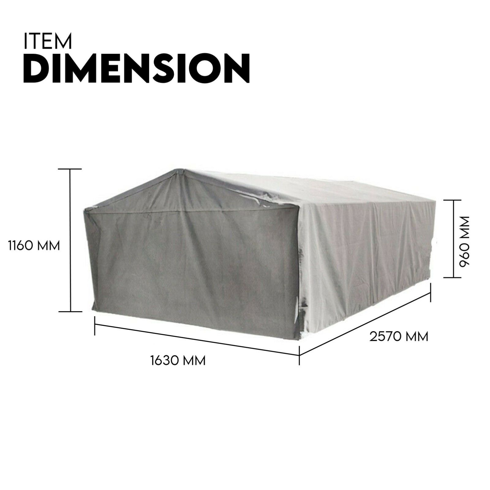 8x5 Box Trailer Cage Canvas Cover (900mm) 3ft Universal Waterproof Rip Resistant