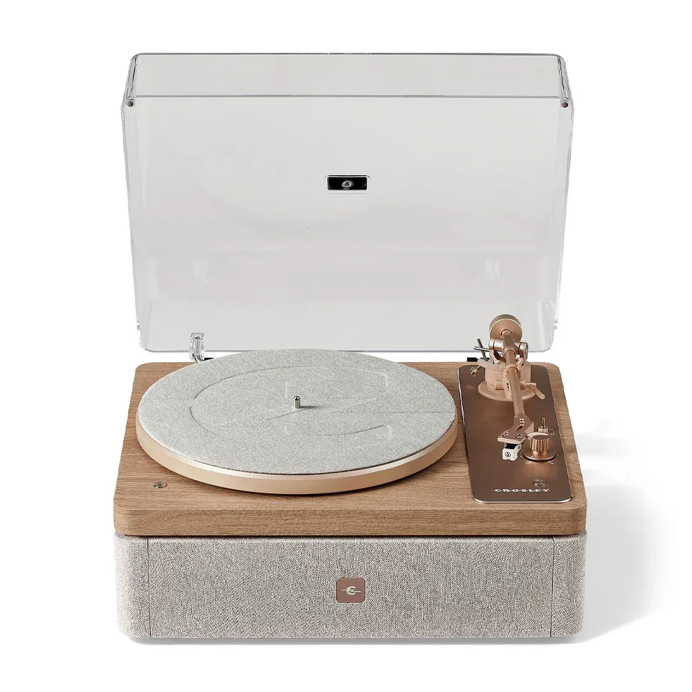 Crosley E100 Record Player Shelf System + Crosley Asheville Stand Bundle - Natural