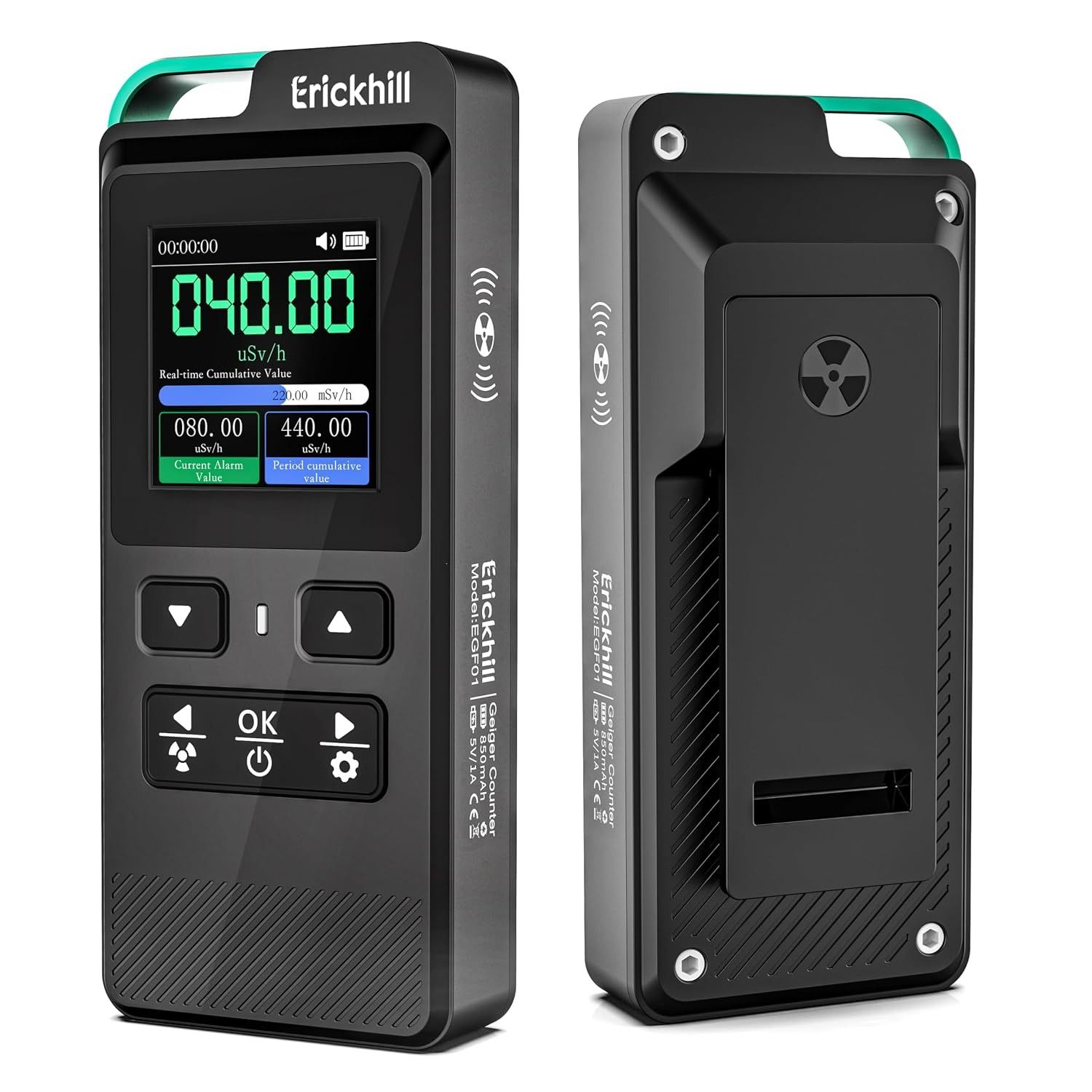 ERICKHILL 3 in 1 EMF Detector, Electromagnetic Field Radiation Detector for EF, RF, MF, WiFi,5G Signal,Triple Alarm Modes, Type-C Charging, EMF Meter for Home, Office, and Paranormal Investigation
