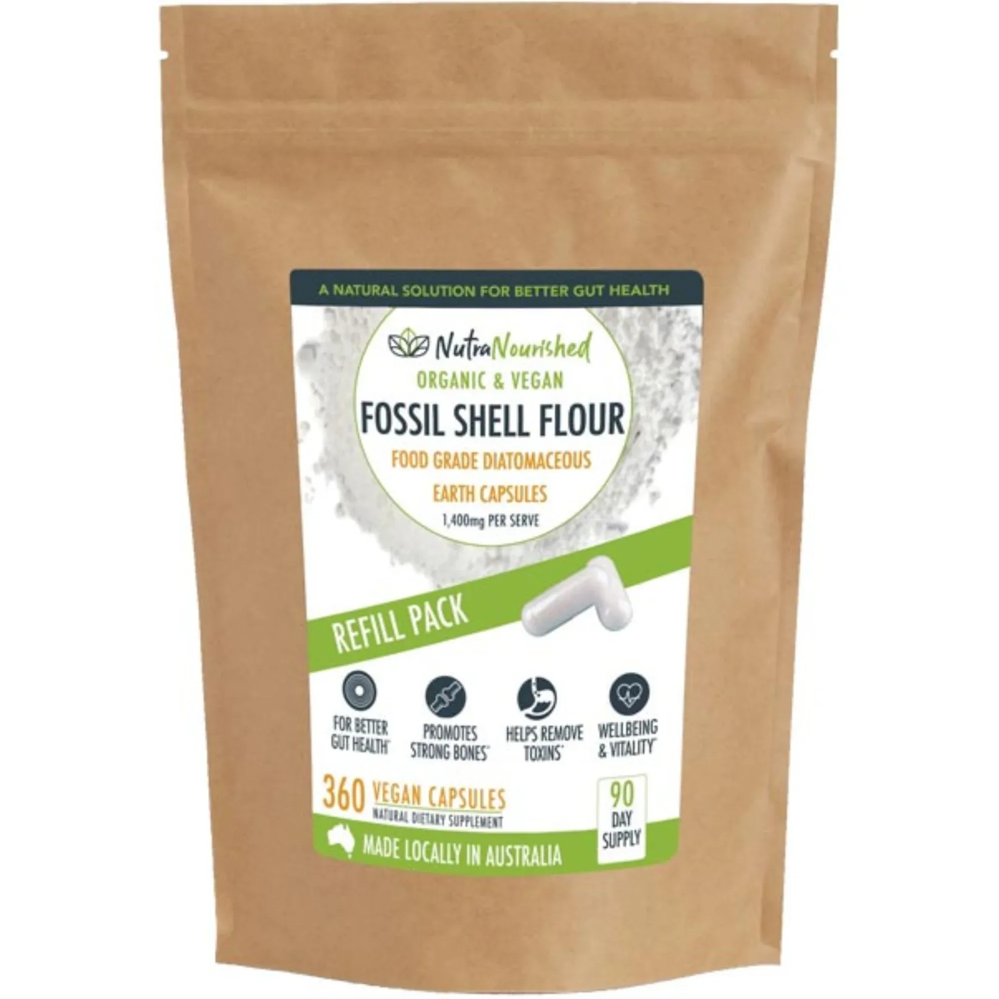 Organic Fossil Shell Flour Capsules - Refill Bag
