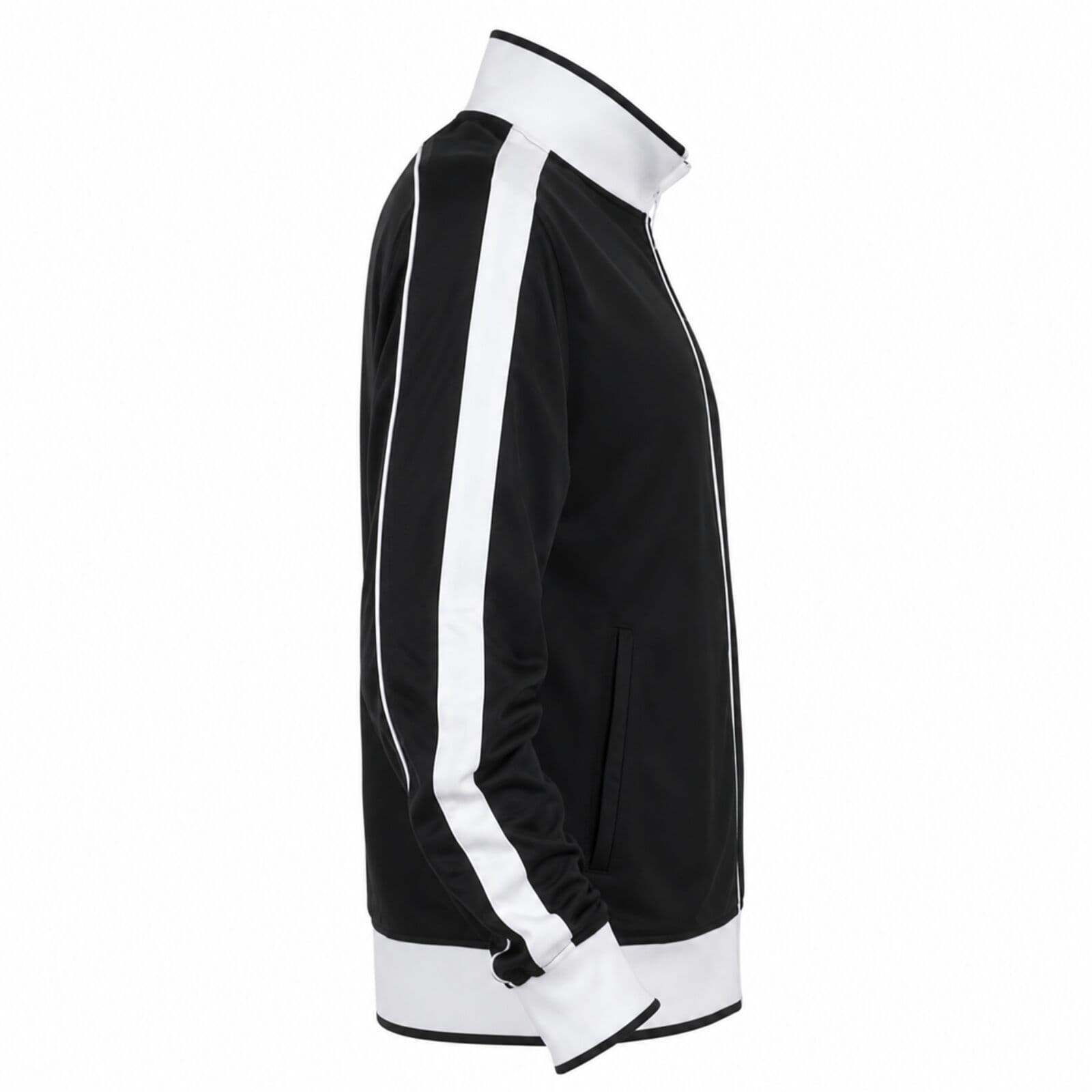 Identitee Mens Varsity Track Jacket Warm Winter Tracksuit Top Zip - Black/White