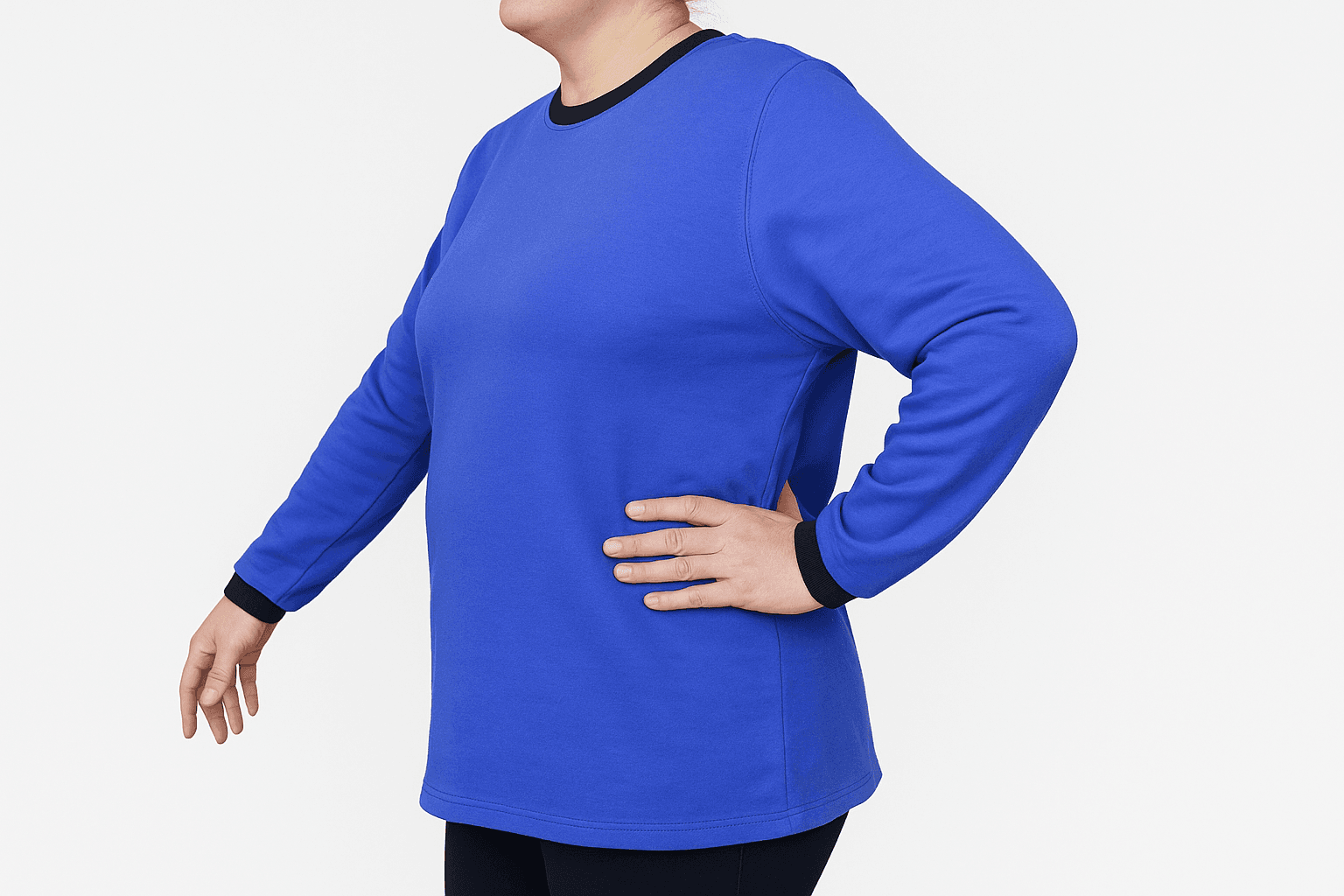 Plus Size Long Sleeve Jumper Crew Neck Contrast Stripe Rib Purple/Black