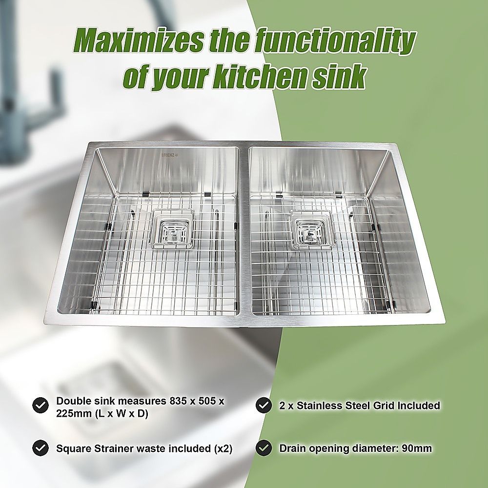 835x505mm Handmade 1.5mm Stainless Steel Kitchen Sink with Waste and Grid