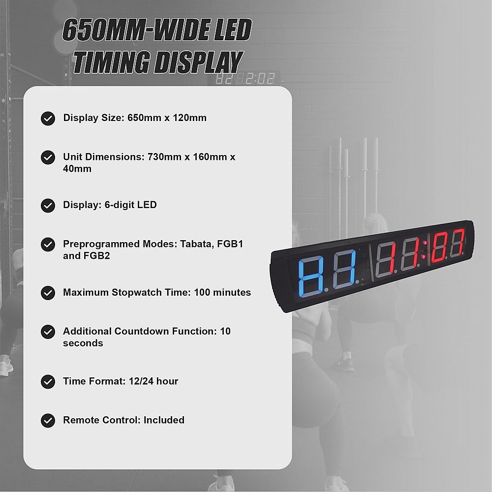 6 Digit Digital Timer Interval Fitness Clock LED Gym Display
