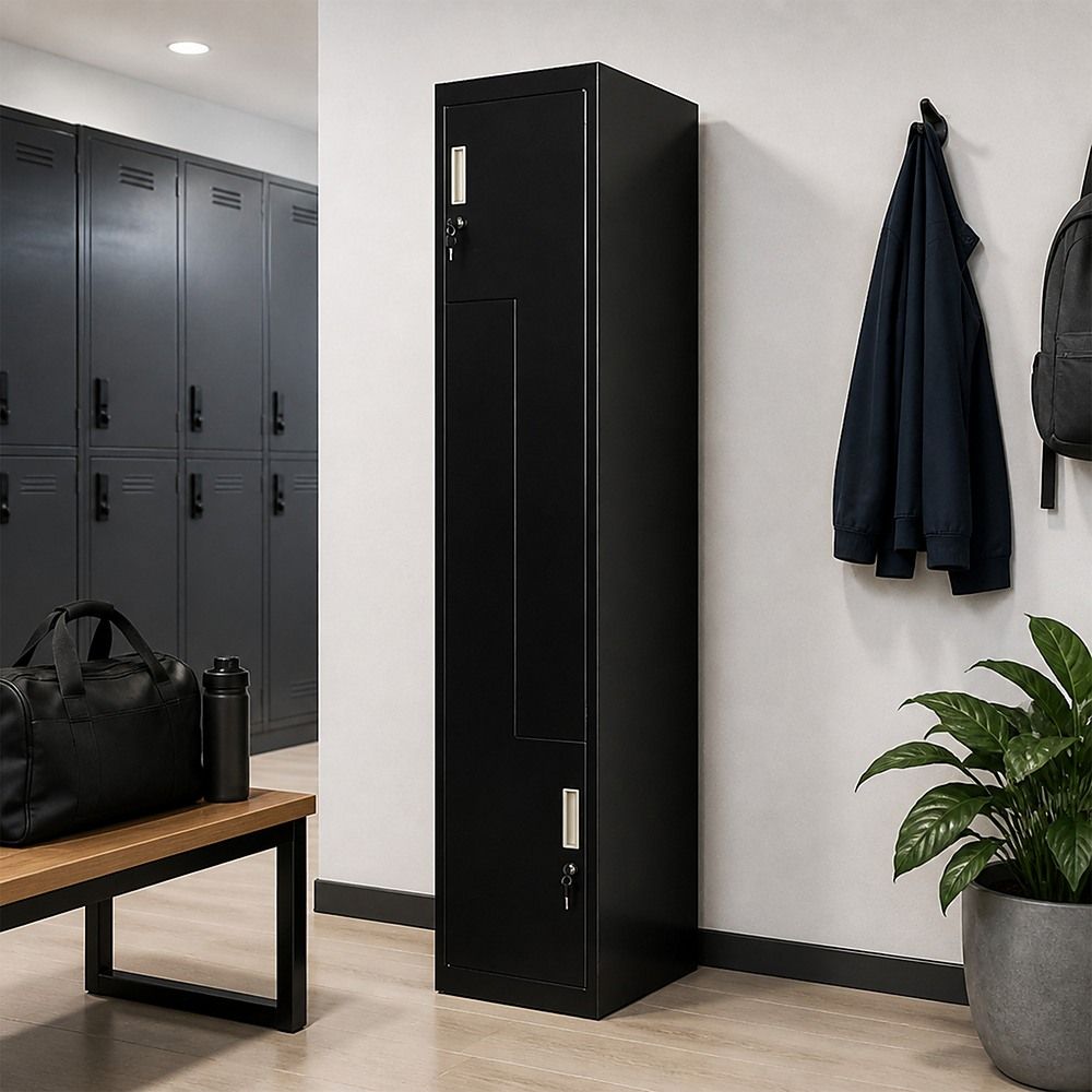 Black Two-Door L-shaped Office Gym Shed Storage Lockers