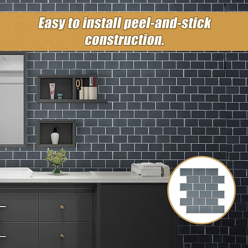 3D Peel and Stick Wall Tile Dark Grey 10 Sheets