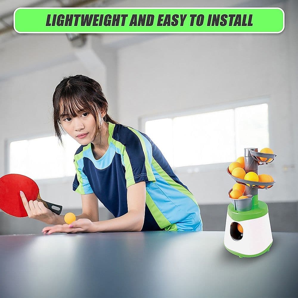 Table Tennis Automatic Ball Launcher Training Machine Lightweight Green and White