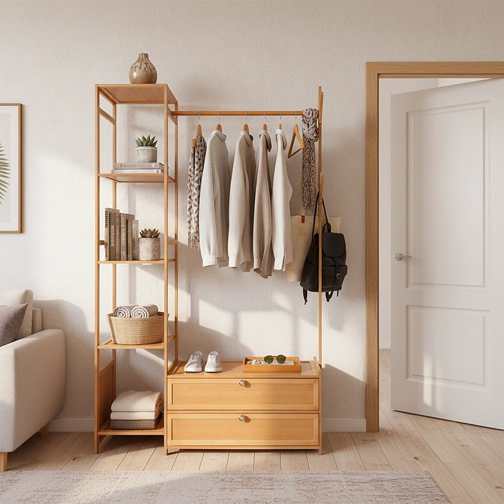 165x100cm Clothes Rack Stand Storage Shelves Modern Coat Tree