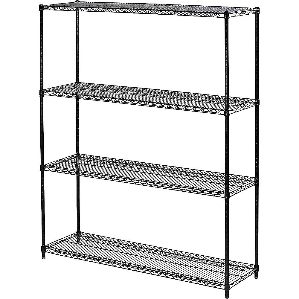 Wire Storage Rack – 150x35cm Black Shelving with Fixed Legs