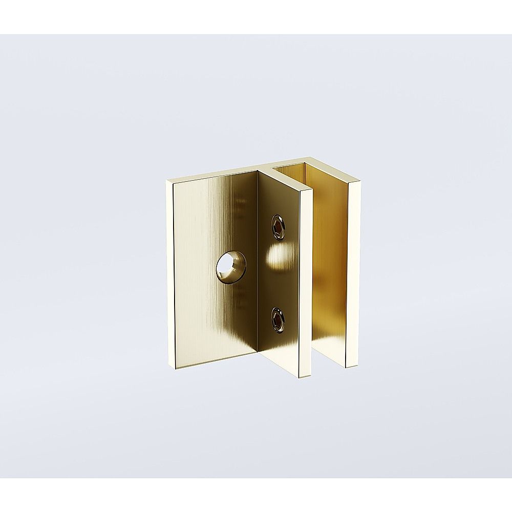 90cm Wall-to-Wall Frameless Shower Screen – Gold F-Brackets and Floor F-Bracket with SS Hinges & Round Knob Handle