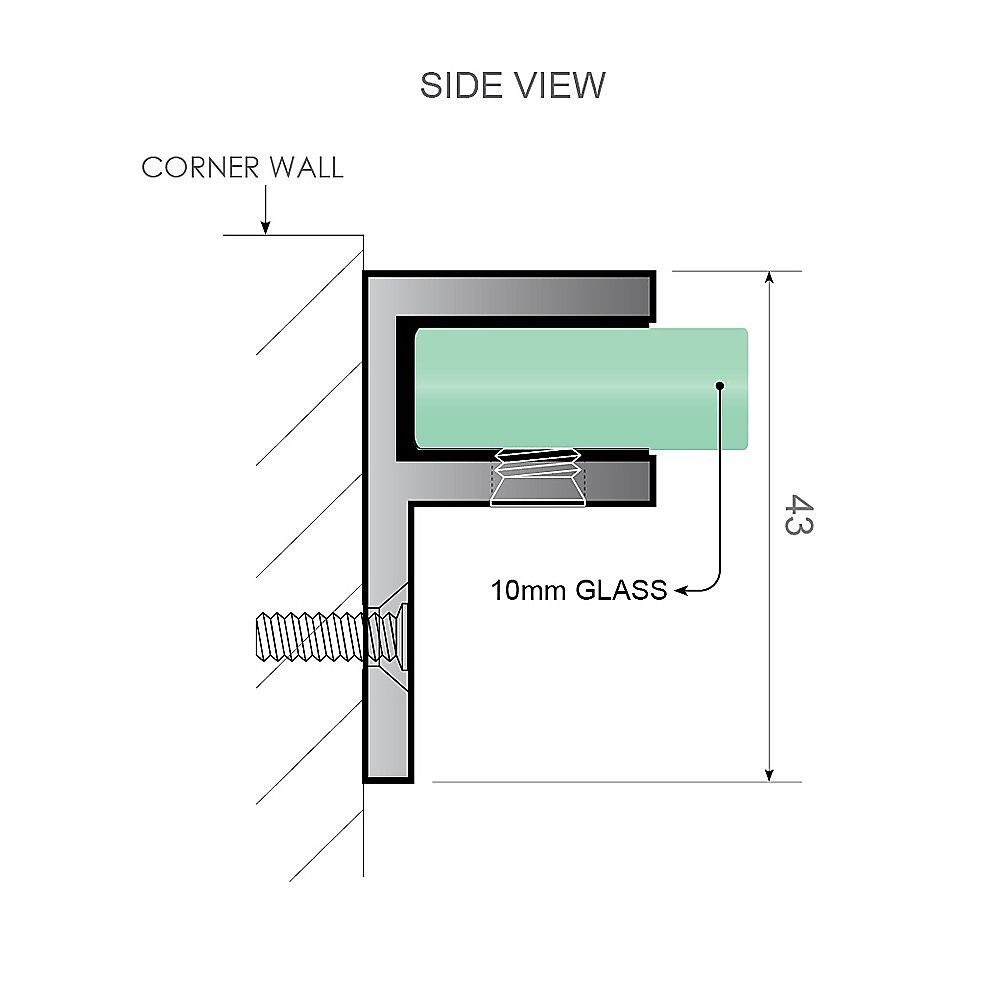 110cm Frameless Wall-to-Wall Shower Screen with Chrome F-Brackets and Floor F-Bracket, Brass Hinges & Round Knob Handle
