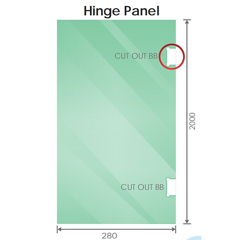 90x70cm Corner Frameless Shower Screen with Gold F-Brackets and Brass Hinges, Square Double Pull Handle