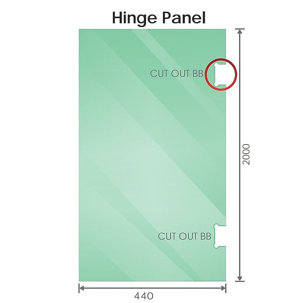 90cm Frameless Diamond Shower Screen – Channels with Brass Hinges in Chrome, Round Handle