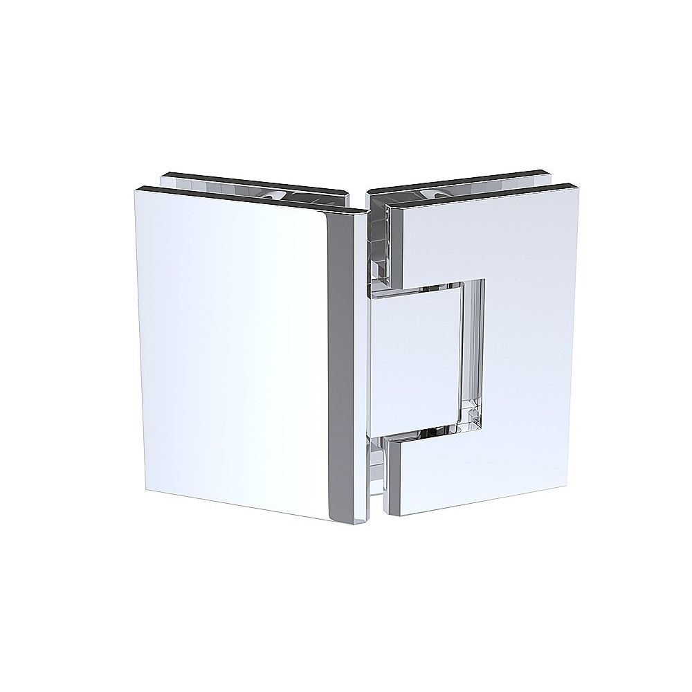 90cm Frameless Diamond Shower Screen – Channels with Brass Hinges in Chrome, Round Handle
