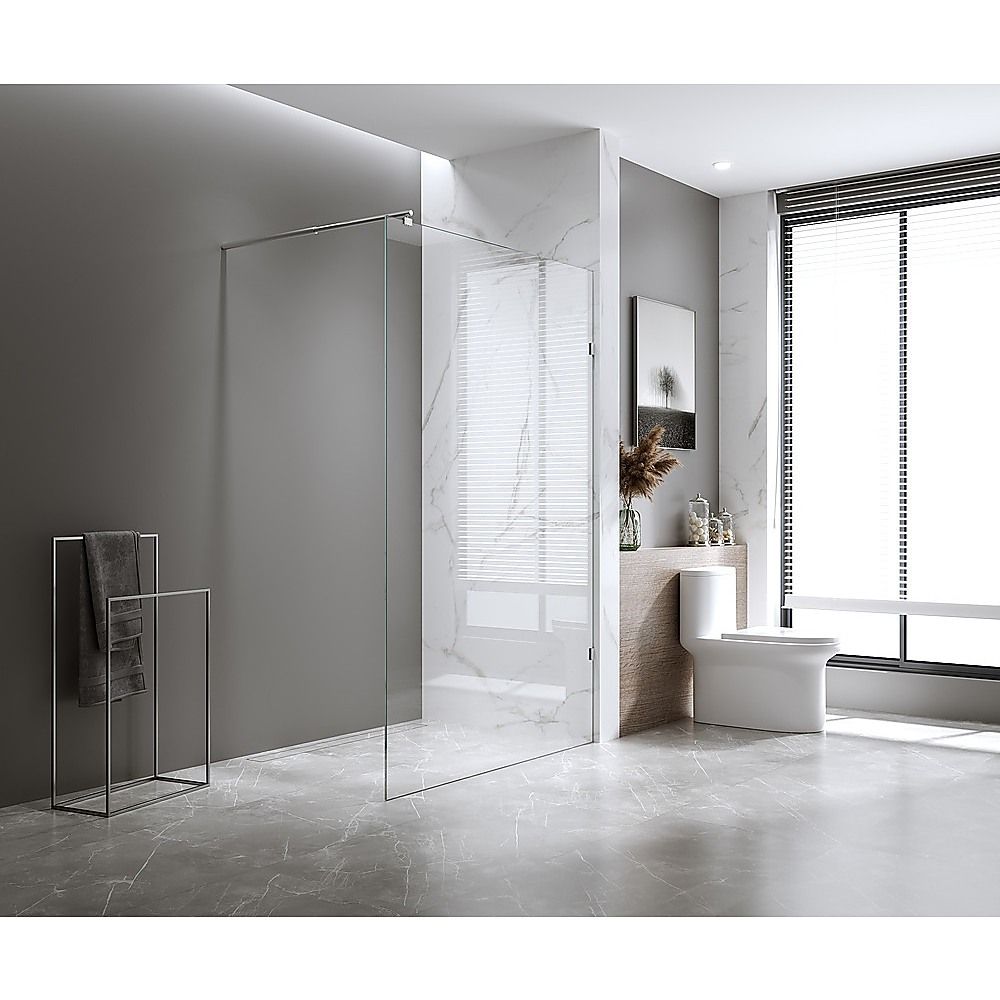 120x210cm Glass Shower Screen with Gold F-Brackets and Floor F-Bracket