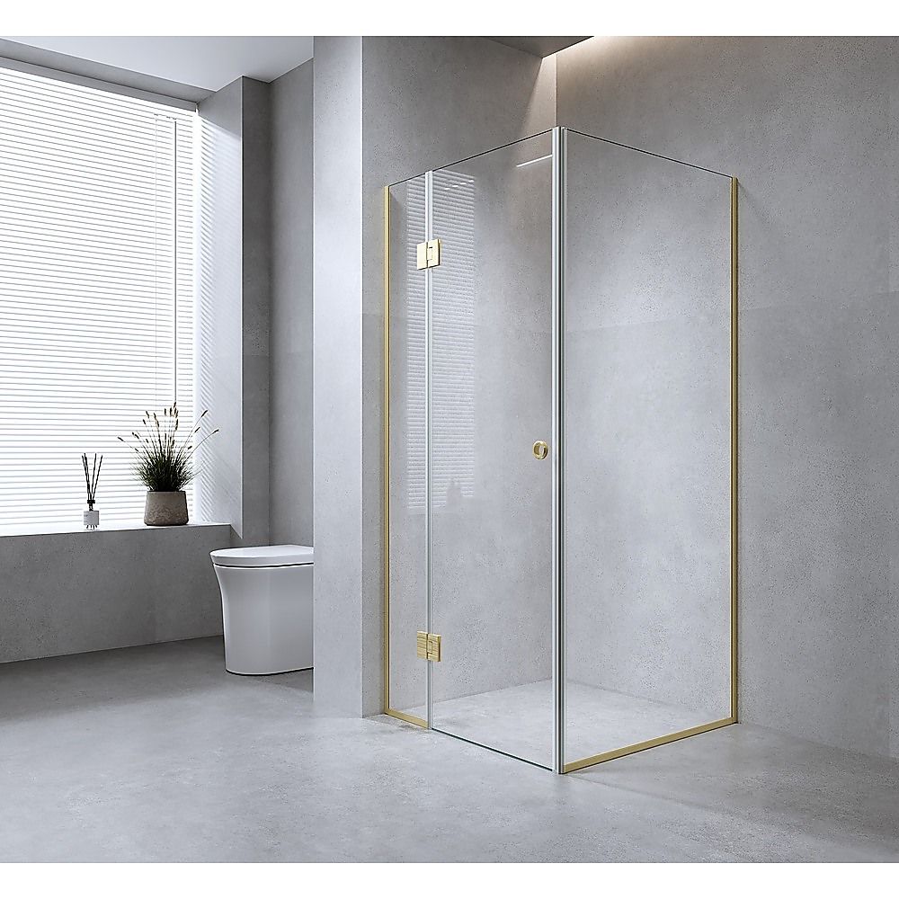 100x80cm Corner Frameless Shower Screen – Nickel Wall Channel and Floor Channel with SS Hinges for Modern Bathroom Style