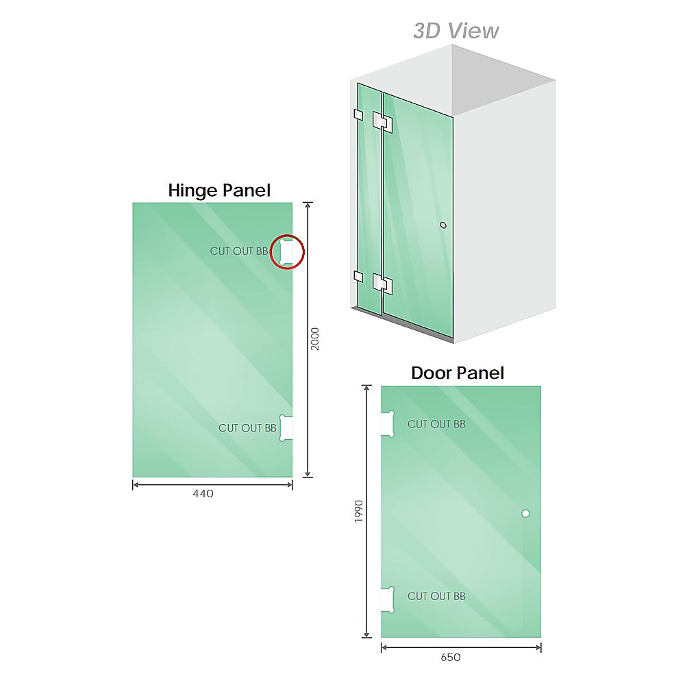 110x90cm Corner Frameless Shower Screen – Chrome Wall Channel with SS Hinges for Modern Bathroom Style
