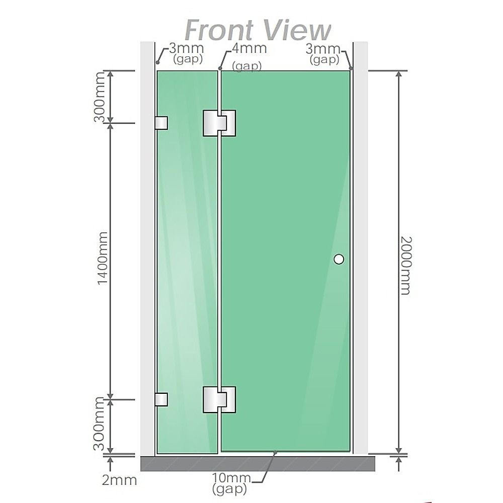 120x80cm Corner Frameless Shower Screen – Nickel U-Brackets and Floor U-Bracket with SS Hinges for Contemporary Bathrooms
