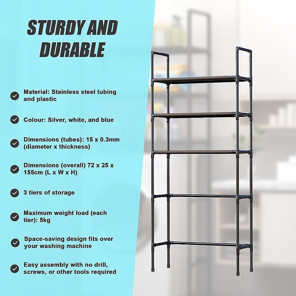 Storage Shelf 3 Tier Rack Portable Laundry Stand Unit Organiser