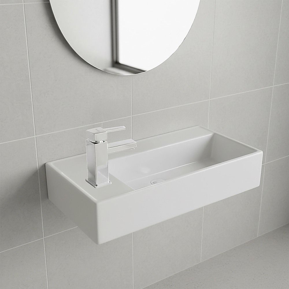 Small Compact Bathroom Cloakroom Hand Wash Basin Sink Ceramic Wall Hung