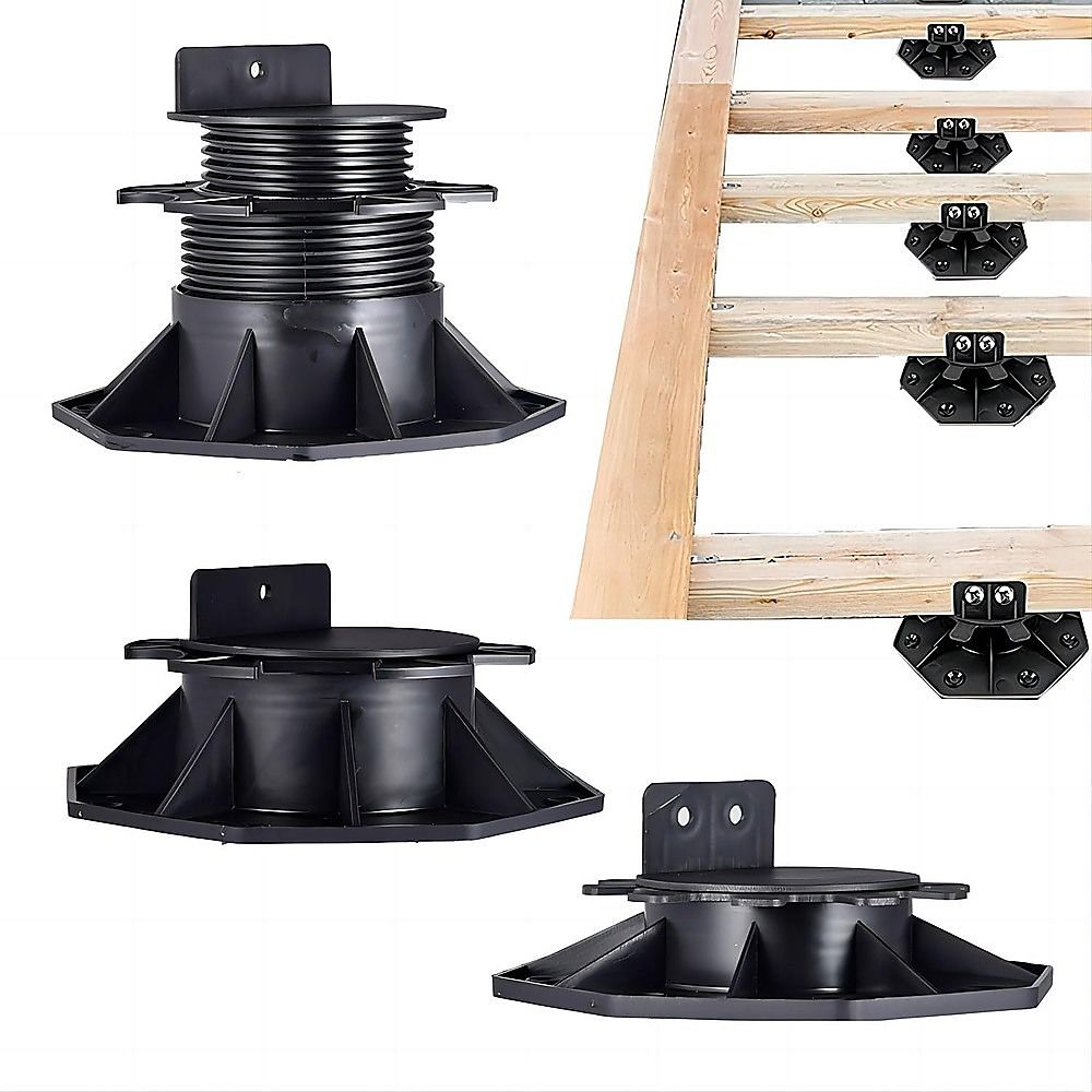 12 Pack Adjustable Deck Support Pedestals Deck Foundation Bases for Raised Outdoor Flooring