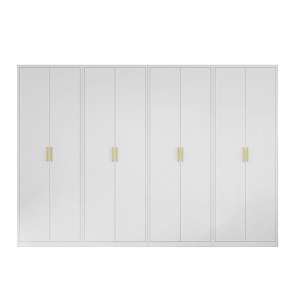 320x200cm 8-Door White Steel Shelf Wardrobe with Gold Handle Storage Cabinet