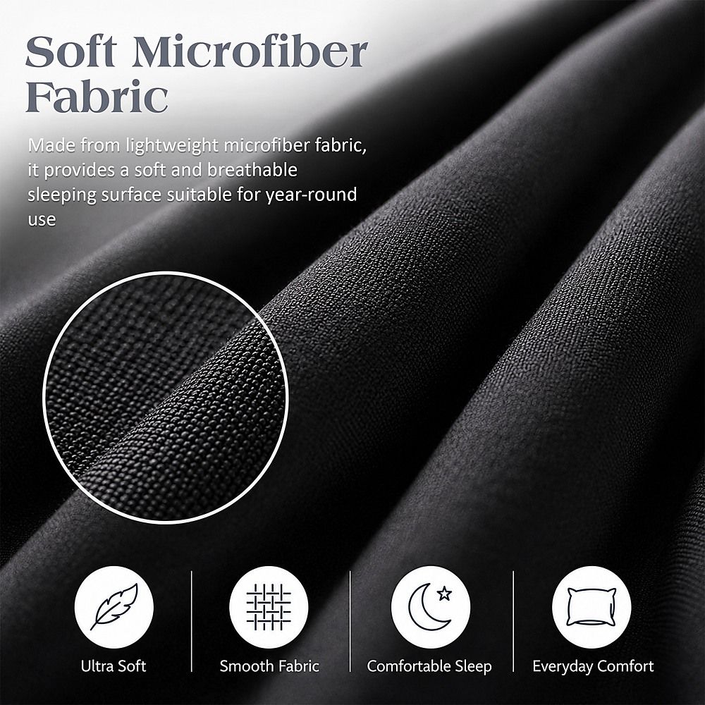 Queen Microfiber Sheet Set – Black 4-Piece Set with Deep Pockets