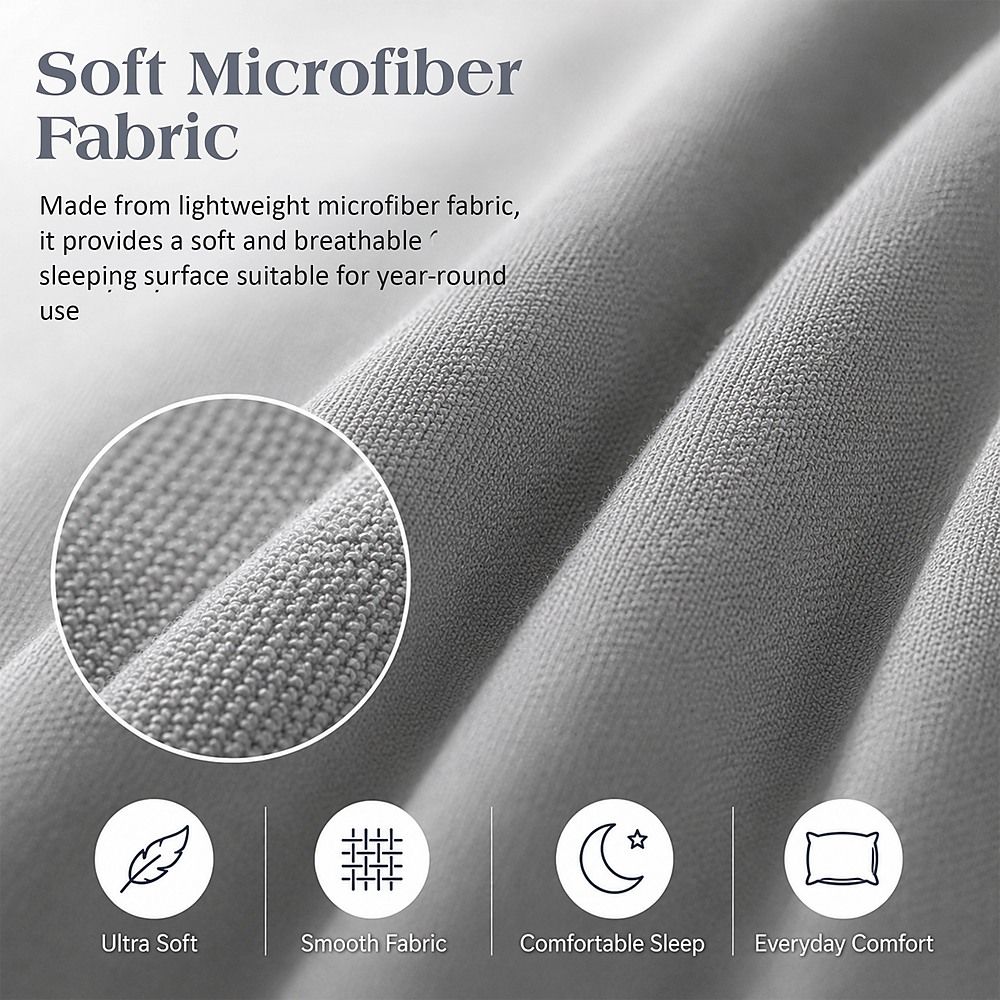 Queen Microfiber Sheet Set – Light Grey 4-Piece Set with Deep Pockets