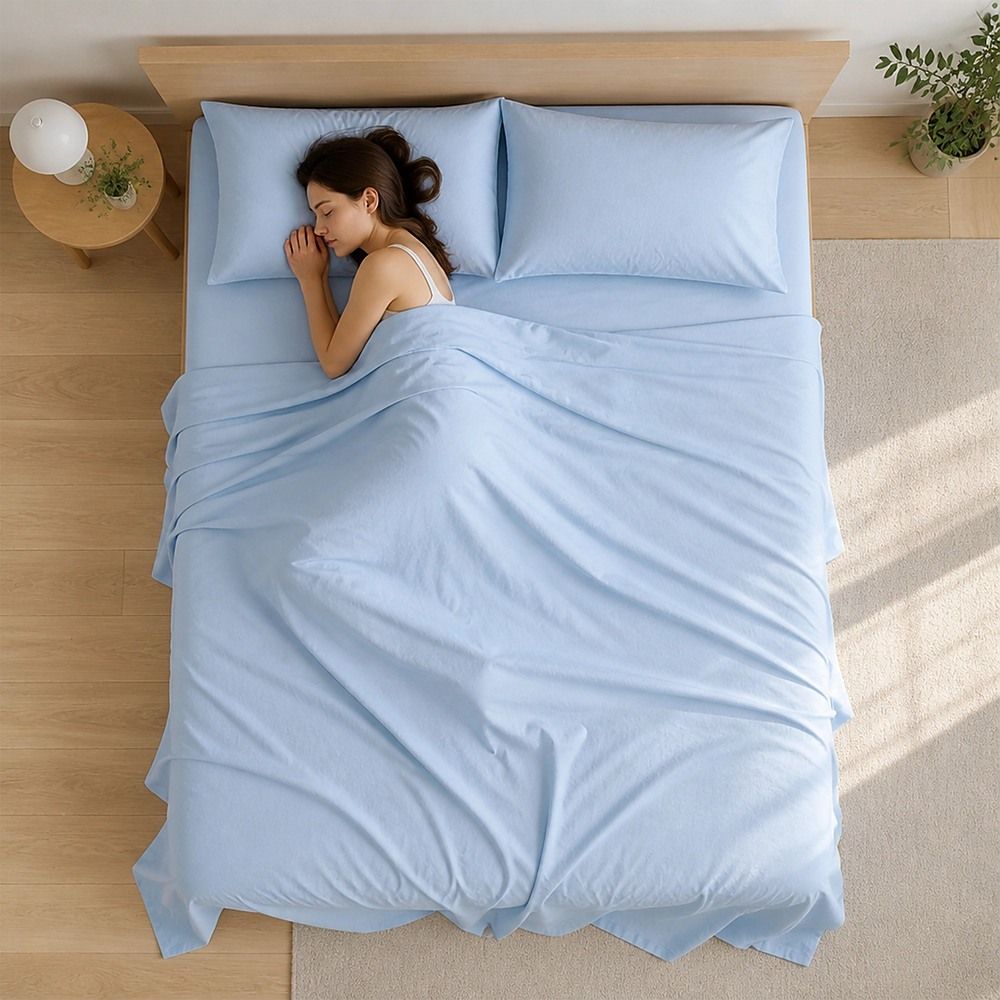 Queen Microfiber Sheet Set – Light Blue 4-Piece Set with Deep Pockets