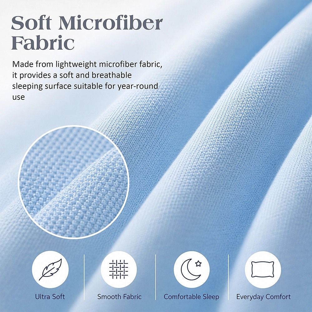Queen Microfiber Sheet Set – Light Blue 4-Piece Set with Deep Pockets