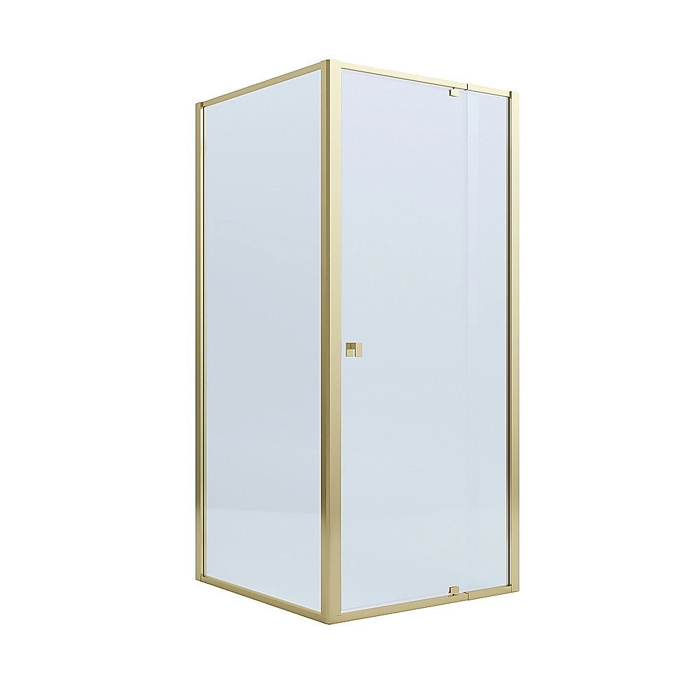 Adjustable Semi Frameless Shower Screen 98-106cm x 98-101cm With Gold Hardware For Modern Bathrooms