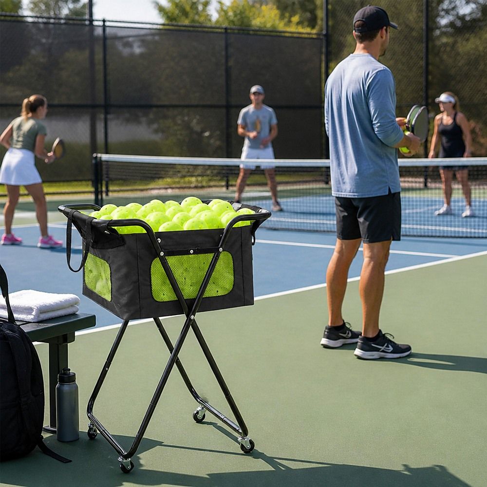Ball Caddy with Wheels Portable Cart Holds 140 Pickleballs or 175 Tennis Balls