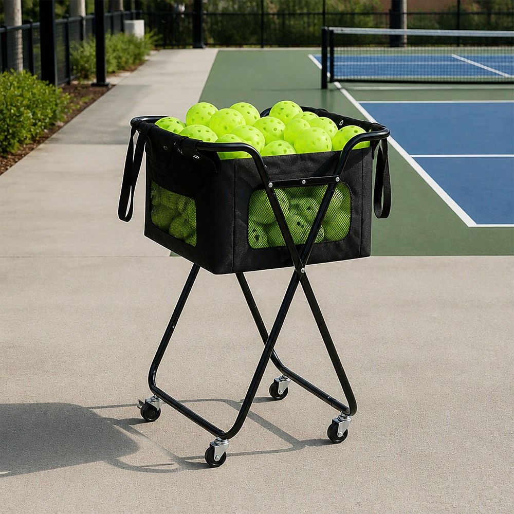 Ball Caddy with Wheels Portable Cart Holds 140 Pickleballs or 175 Tennis Balls